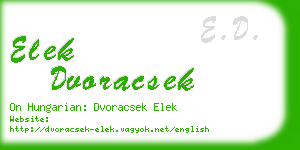 elek dvoracsek business card